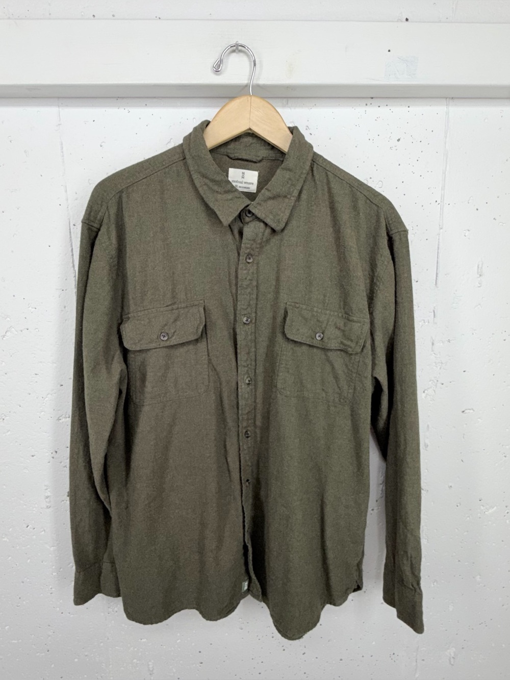 Mutual Weave Men’s Size XXL Olive Green Cotton Long Sleeve Button Down Shirt